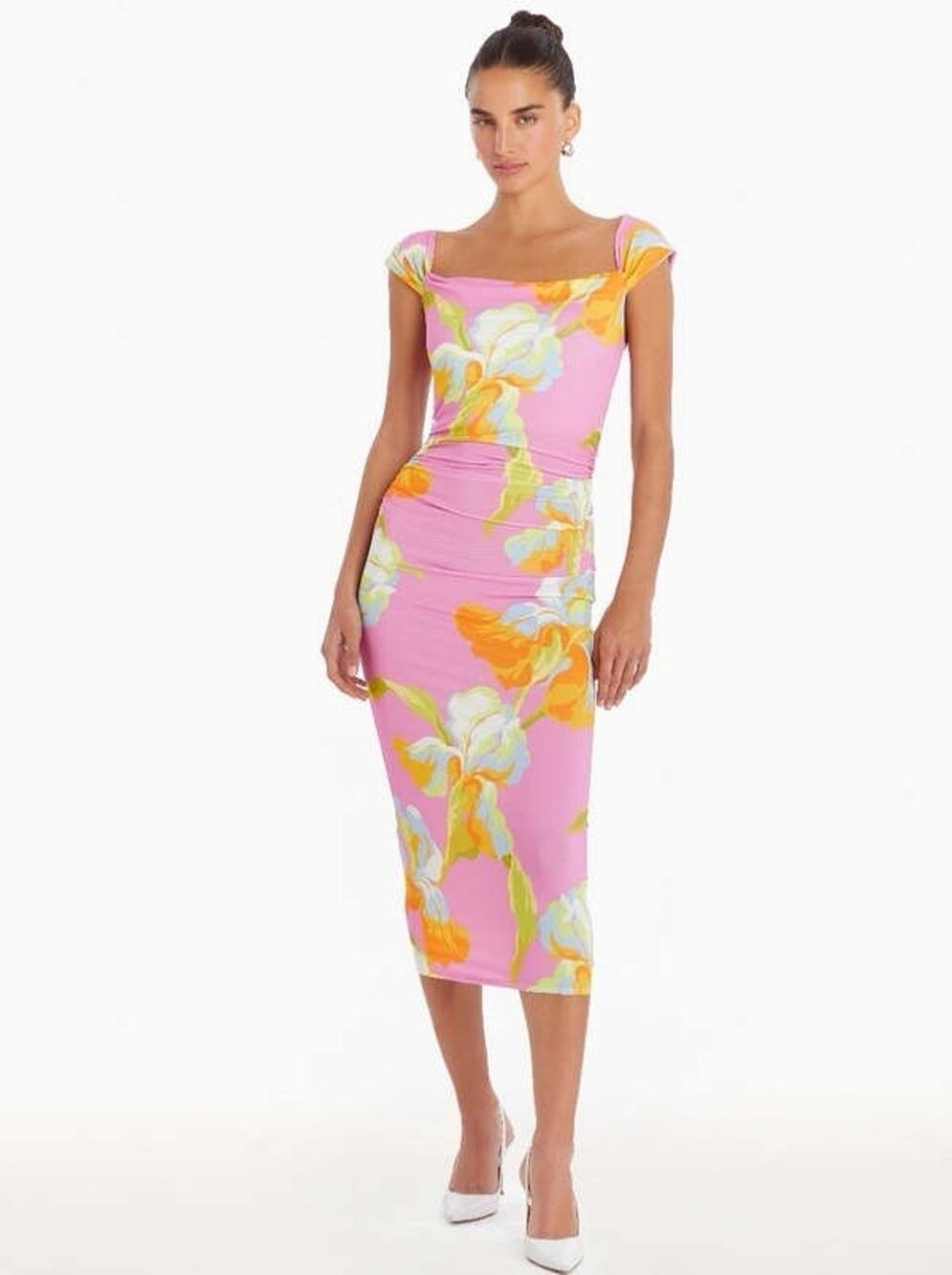BNWT Amanda Uprichard pink floral Rebecca midi dress XS In Calypso